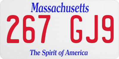 MA license plate 267GJ9