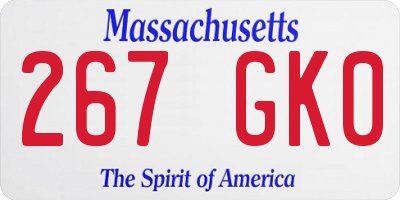 MA license plate 267GK0