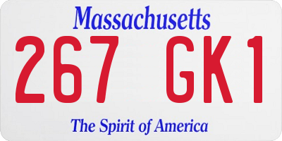 MA license plate 267GK1