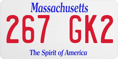 MA license plate 267GK2