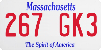 MA license plate 267GK3