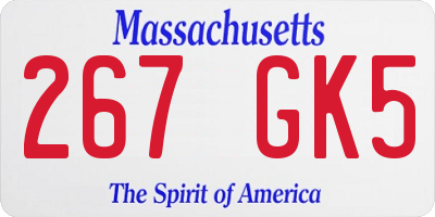 MA license plate 267GK5