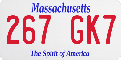 MA license plate 267GK7