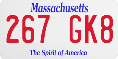 MA license plate 267GK8