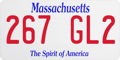 MA license plate 267GL2