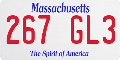 MA license plate 267GL3