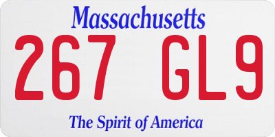 MA license plate 267GL9