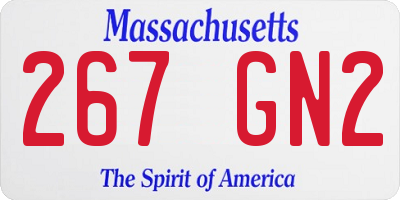 MA license plate 267GN2