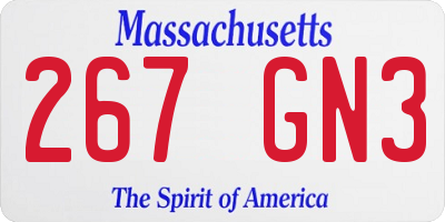 MA license plate 267GN3