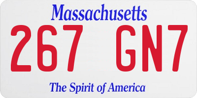 MA license plate 267GN7