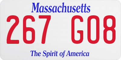 MA license plate 267GO8