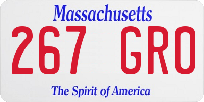 MA license plate 267GR0
