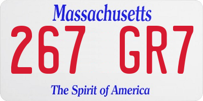 MA license plate 267GR7