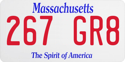 MA license plate 267GR8