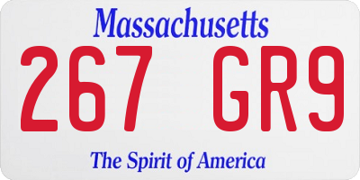 MA license plate 267GR9