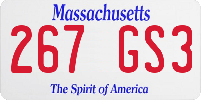MA license plate 267GS3