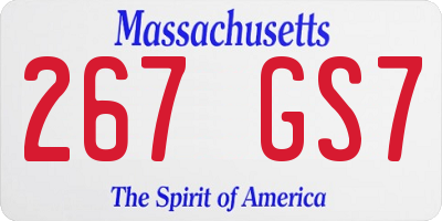 MA license plate 267GS7