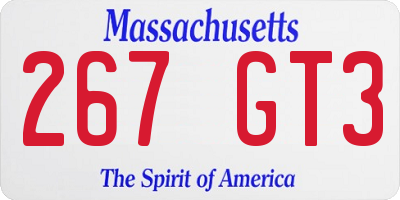 MA license plate 267GT3