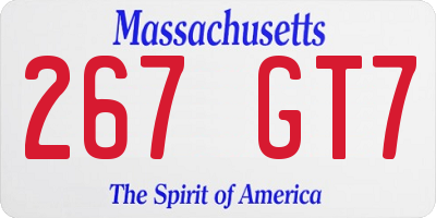 MA license plate 267GT7