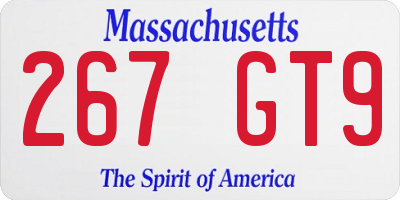 MA license plate 267GT9