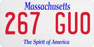 MA license plate 267GU0