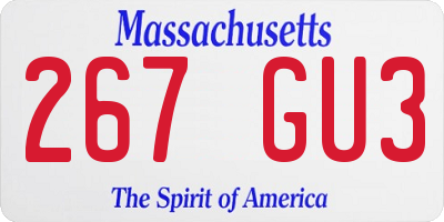 MA license plate 267GU3
