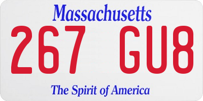 MA license plate 267GU8