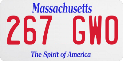MA license plate 267GW0