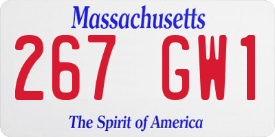 MA license plate 267GW1