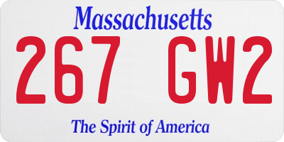 MA license plate 267GW2