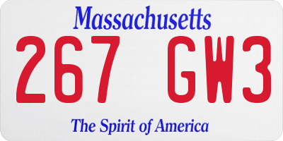 MA license plate 267GW3