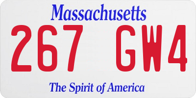 MA license plate 267GW4