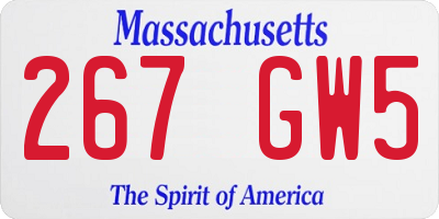MA license plate 267GW5