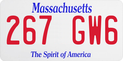MA license plate 267GW6