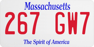 MA license plate 267GW7