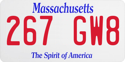 MA license plate 267GW8
