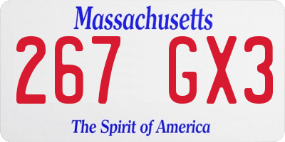 MA license plate 267GX3