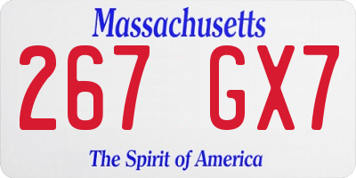 MA license plate 267GX7