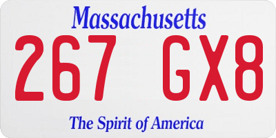 MA license plate 267GX8