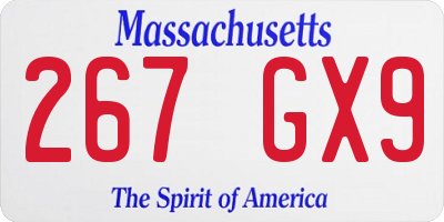 MA license plate 267GX9