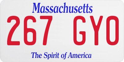 MA license plate 267GY0