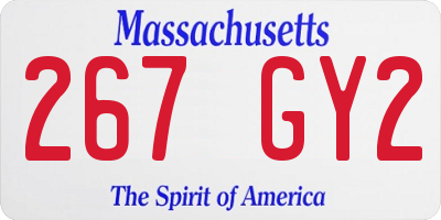 MA license plate 267GY2