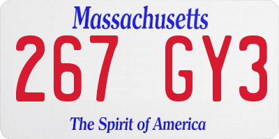 MA license plate 267GY3