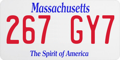 MA license plate 267GY7