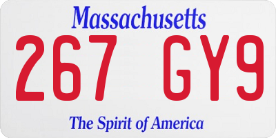 MA license plate 267GY9
