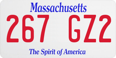 MA license plate 267GZ2