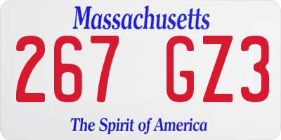 MA license plate 267GZ3