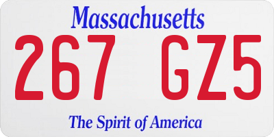 MA license plate 267GZ5