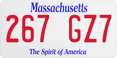 MA license plate 267GZ7