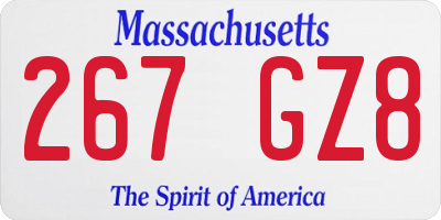 MA license plate 267GZ8